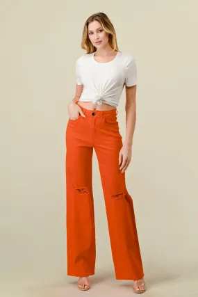 LVB-230 TANGERINE HIGH WAISTED SUPER-STRETCH COLORED WIDE LEG JEANS