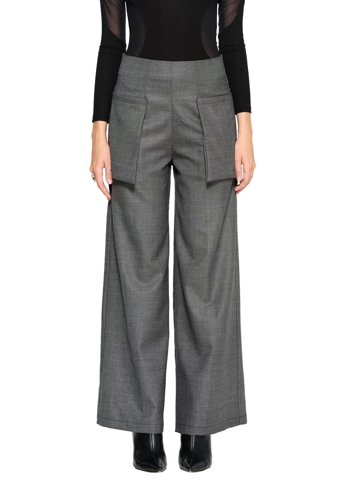 WIDE LEG TROUSERS IN GREY